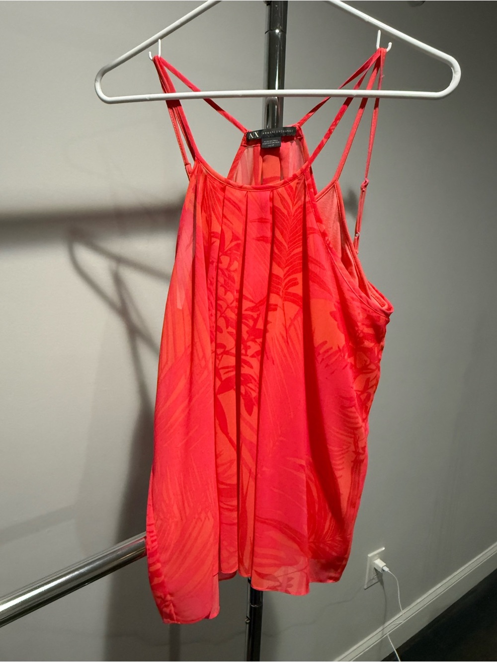 Armani Exchange Coral Red Strappy Floral Print Camisole
